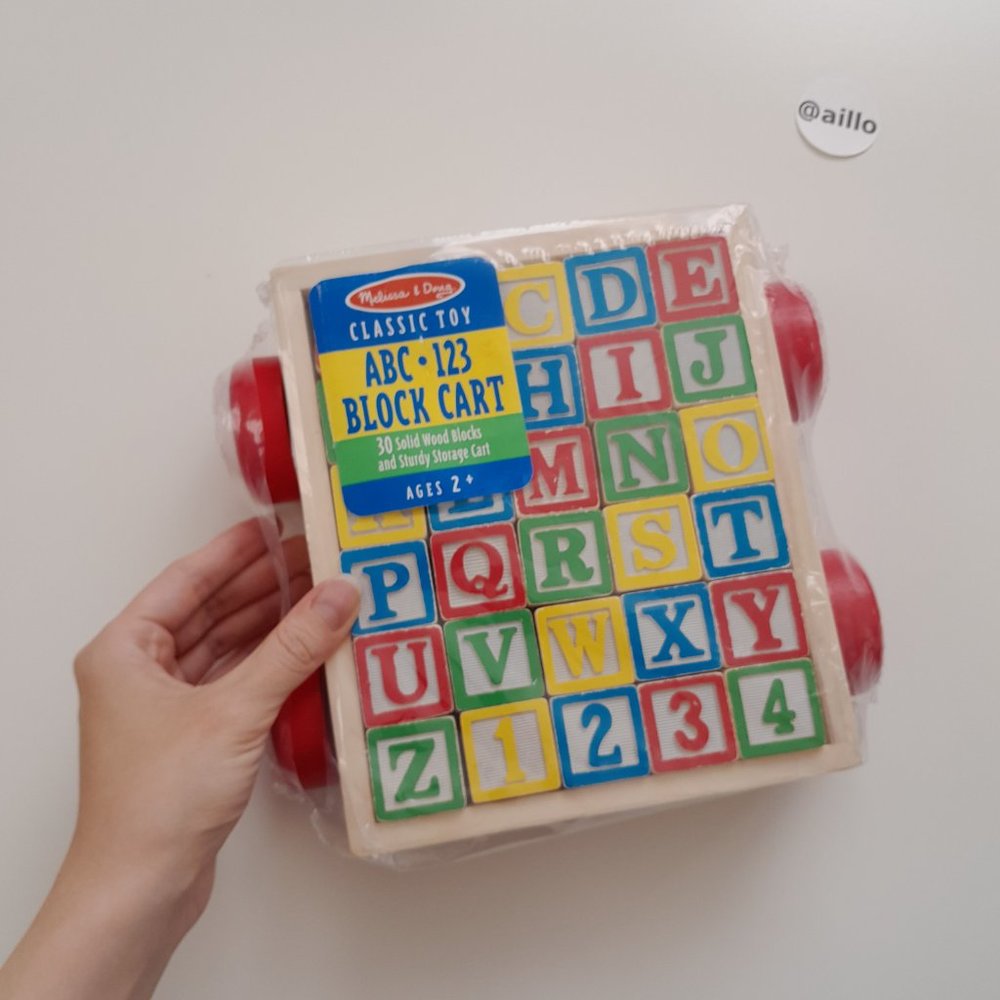 Melissa & Doug Classic Toy ABC 123 Block Cart